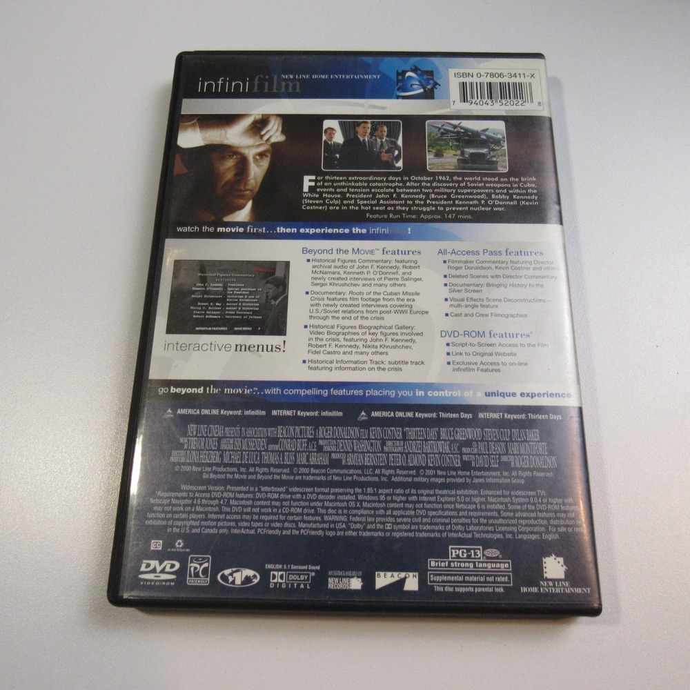 Thirteen Days Kevin Costner DVD InfiniFilm New Line Home Entertainment - Picture 2 of 4